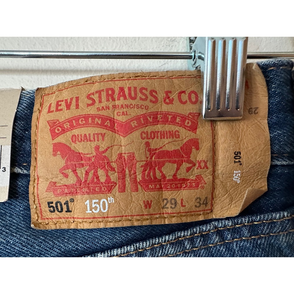 Levis 501 150th Anniversary Mens Straight Leg Distressed Jeans Blue 29x34 NEW - Picture 6 of 16